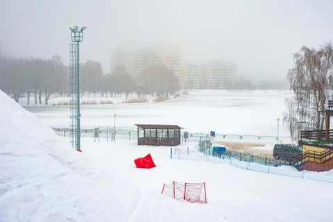 Winter slides for skiing Stock Photos