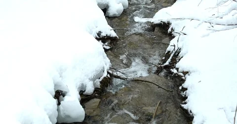 Winter Small River Flowing Stock Footage 123962457