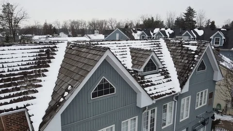 Winter is in Small Town in Canada Stock Footage 128621100