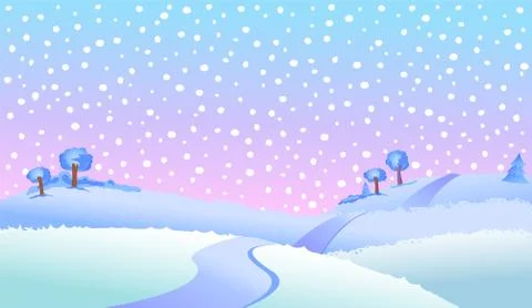 Winter smowy landscape Stock Illustration
