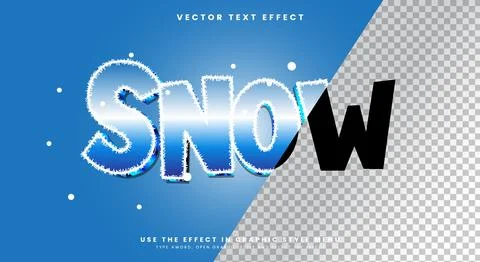 Winter Snow 3D editable text effect template 스톡 일러스트