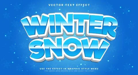 Winter Snow 3D Editable text effect 스톡 일러스트