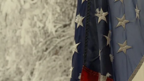 Winter snow American flag Stock Footage 101140464
