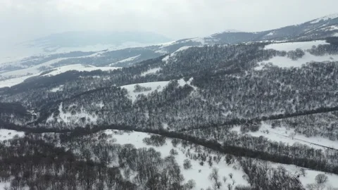 Winter with snow and bare tree without leaves. View from railroad Video stock 233240856