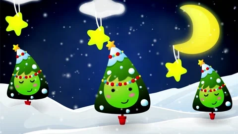 Winter. Snow and trees. Night, Moon Video stock 137861747
