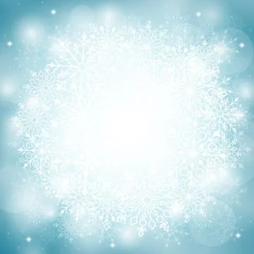 Winter Snow Background with Different Snowflakes Stock Illustration