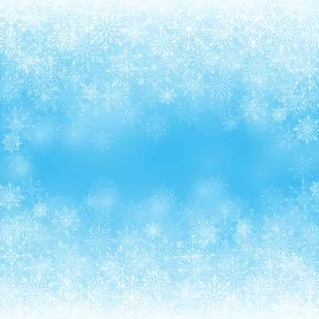 Winter Snow Background with Different Snowflakes Stock Illustration