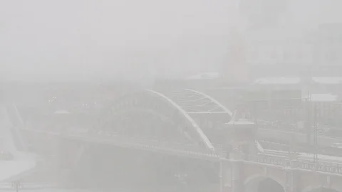 Winter, snow, Blizzard, poor visibility on the road Stock Footage 103410928