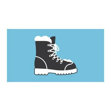 Winter snow boot icon flat style isolated on blue background Stock Illustration