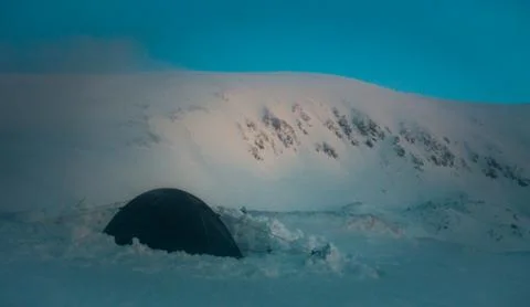 Winter snow camping Stock Photos