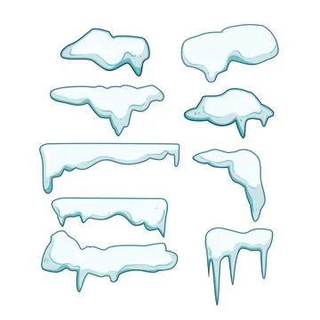 Winter snow caps and icicles border decoration 库存插图