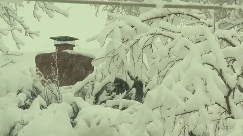 Winter snow on chimney Stock Footage 101140470