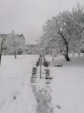 Winter snow in the city Stock Photos