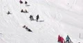 Winter Snow Covered Mountain Slope Children Sledging Kids Sliding Sleigh Sledge 4k or 4k+ Resolution