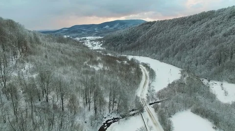 Winter  Snow covered mountains Stockbeeldmateriaal 71224592