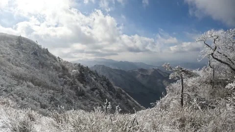 Winter snow covered mountains Видео 303882486