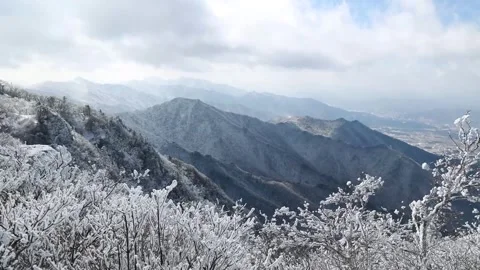 Winter snow covered mountains Video stock 303882515