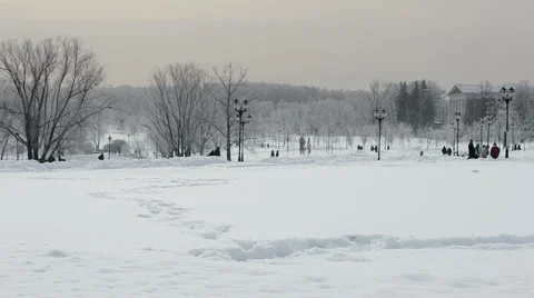 Winter Snow Covered Park  Stock Footage 57959537