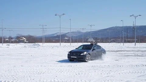 Winter, snow drift on infinity Stock Footage 128220371