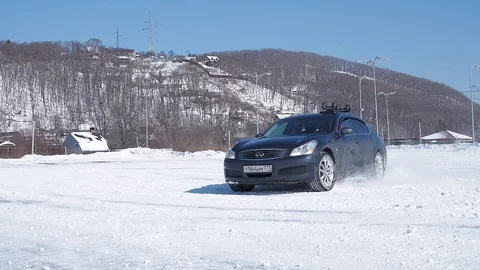 Winter, snow drift on infinity Stock Footage 128220475