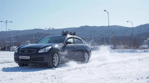 Winter, snow drift on infinity Stock Footage 128220476