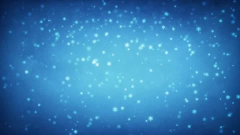Winter snow falling blue background animation loop with glowing snowflakes 库存影片 347870091