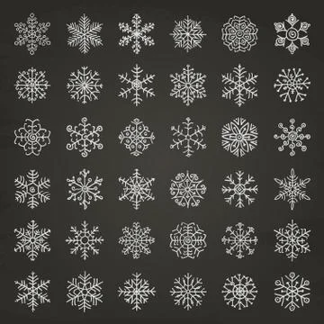 Winter Snow Flakes Doodles Stock Illustration