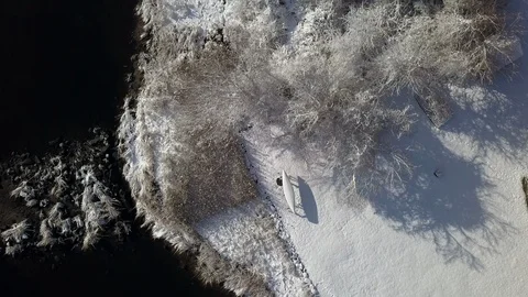 Winter snow flyover Rhode Island Video stock 121680778
