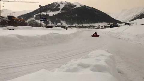 Winter Snow Kart Stock Footage 152132960