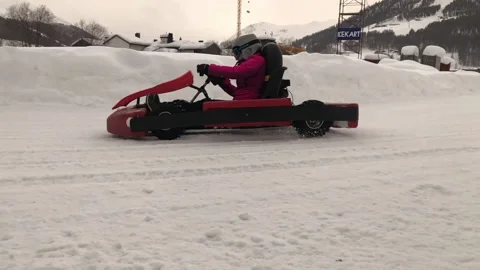 Winter Snow Kart Stock Footage 152133989
