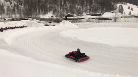 Winter Snow Kart Stock Footage 152185218
