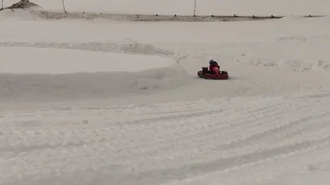 Winter Snow Kart Stock Footage 152336727