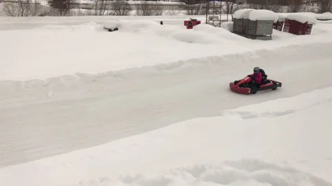Winter Snow Kart Stock Footage 152340486