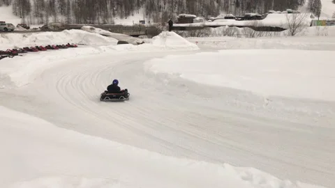 Winter Snow Kart Stock Footage 152340611