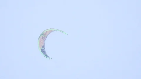 Winter snow kiting on the winter field. Snowfall Stock Footage 86995857