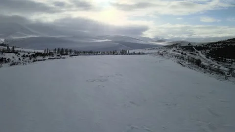 Winter snow landscape drone Stock Footage 263525059