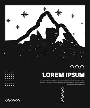Winter Snow Mountain Landscape Vector Poster Template Stock Illustration