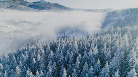 Winter Snow Mountains Aerials Stock Photos