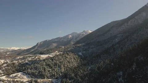 Winter snow mountains with trees Stock Footage 167298913