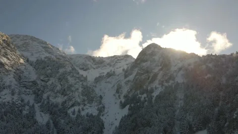 Winter snow mountains with trees Stock Footage 167299483