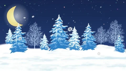 Winter. Snow . Night, Moon Video stock 137972663