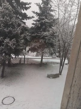 Winter snow outside Central State Museum of the Republic of Kazakhstan Stock-Fotos