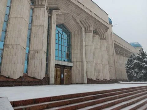 Winter snow outside Central State Museum of the Republic of Kazakhstan Stock Photos