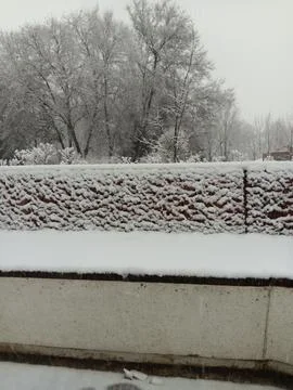 Winter snow outside Central State Museum of the Republic of Kazakhstan Foto stock