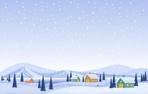 Winter Snow Pine Mountain Snowfall Nature Landscape Illustration Stock Illustration