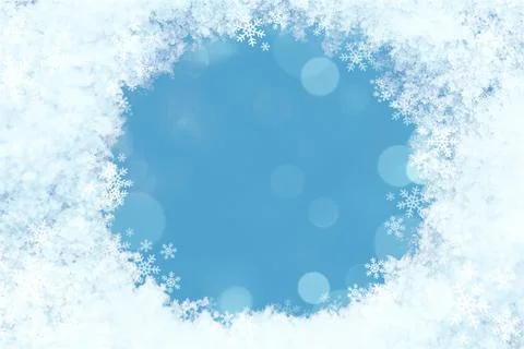 Winter snow round frame for abstract seasonal background blue Stock Illustration