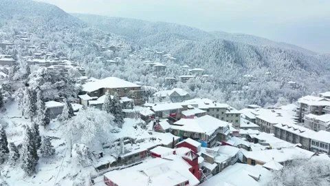 Winter snow scene of Mountain Lu 5A National Park Scenic Area Stock Footage 228844480