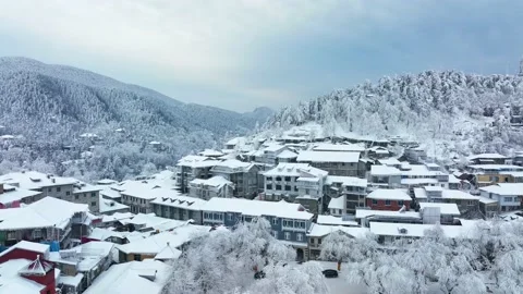 Winter snow scene of Mountain Lu 5A National Park Scenic Area Stock Footage 228844616