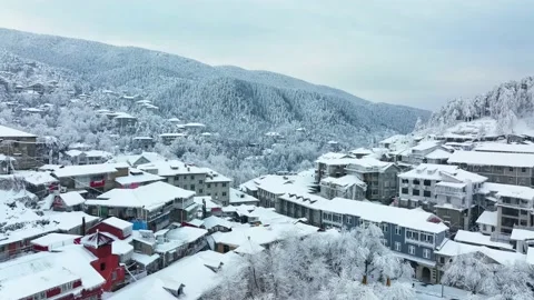 Winter snow scene of Mountain Lu 5A National Park Scenic Area Stock Footage 228844807