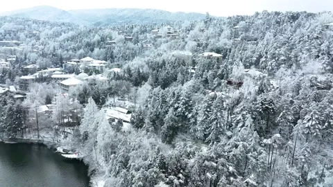 Winter snow scene of Mountain Lu 5A National Park Scenic Area Stock Footage 228845116